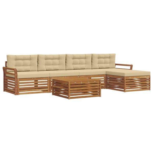 vidaXL Ensemble de canapés d'extérieur 6 pc Naturel et Beige