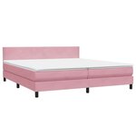 vidaXL Sommier à lattes de lit avec matelas et LED rose 180x210 cm velours