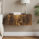 vidaXL Cabinet de chevet avec tiroir Chêne fumé 49 x 34 5 x 20 cm