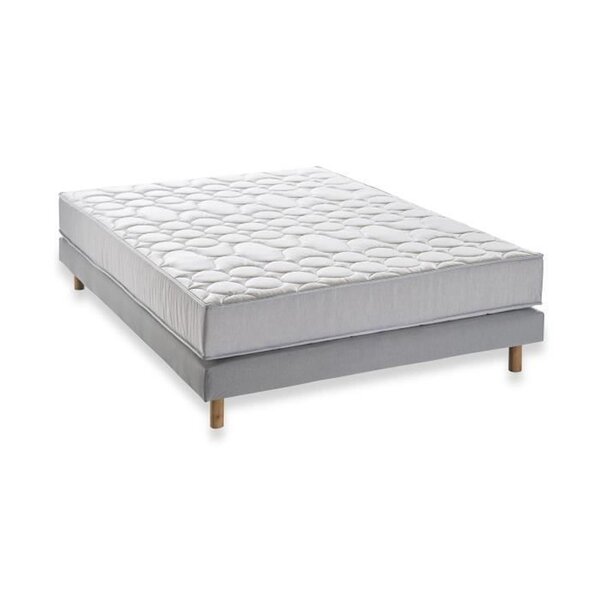 Matelas ferme 19 cm + sommier à ressorts 140 x 190 cm + couette + 2 oreillers