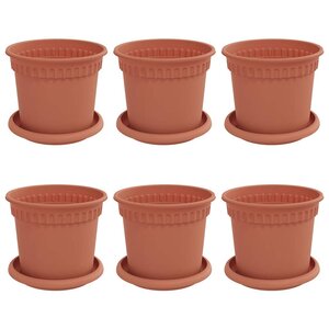 vidaXL Pots de plantes 6 Pièces Rouge brique Ø 15 x 12 cm Plastique