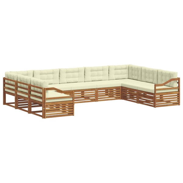 vidaXL Ensemble de canapés d'extérieur 9 Pièces Naturel et Crème