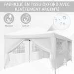 Tonnelle barnum pliant pop-up 6l x 3l x 2 5h m 6 parois latérales amovibles 4 fenêtres + sac de transport blanc