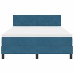 vidaXL Lit à ressort LED avec matelas Bleu foncé 140 x 190 cm Velours