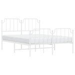 vidaXL Cadre de lit métal sans matelas et pied de lit blanc 140x190 cm
