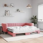 vidaXL Lit de jour avec lit gigogne rose 90x200 cm velours