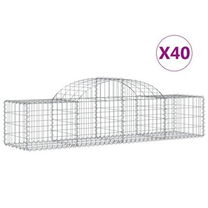 vidaXL Paniers à gabions arqués 40 Pièces 200x50x40/60 cm fer galvanisé