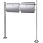 Boite aux lettres double design contemporain acier inoxydable sur pieds 120 cm
