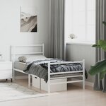 vidaXL Cadre de lit métal sans matelas avec pied de lit blanc 90x190cm