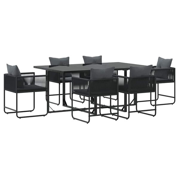 vidaXL Ensemble de salle à manger pour jardin 7 Pièces Noir Acier