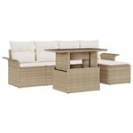 vidaXL Ensemble de canapé de jardin 6 Pièces Beige Poly rotin