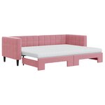 vidaXL Lit de jour avec lit gigogne et matelas rose 80x200 cm velours