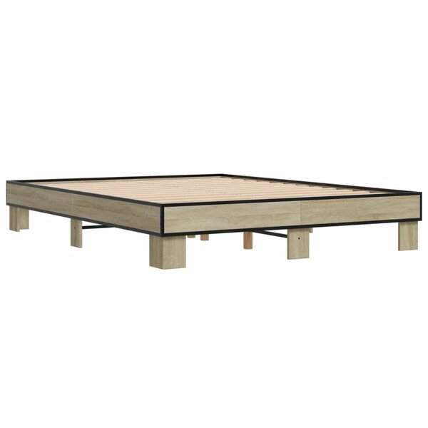 vidaXL Cadre de lit chêne sonoma 150x200 cm bois d'ingénierie et métal