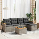vidaXL Salon de jardin 6 Pièces avec coussins gris résine tressée
