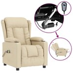vidaXL Fauteuil électrique de massage Crème Tissu