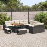 vidaXL Ensemble de canapé de jardin 17 Pièces Noir et Crème polyrotin