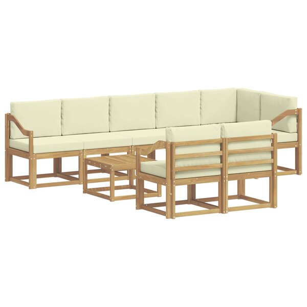 vidaXL Ensemble de canapés d'extérieur 9 pc Blanc et crème Polyester