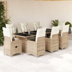 vidaXL Ensemble de bistro de jardin 9 Pièces coussins beige poly rotin