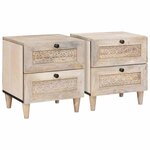 vidaXL Table de chevet avec tiroir 2 Pièces Beige 40 x 33 x 46 cm