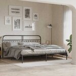 vidaXL Cadre de lit métal sans matelas avec tête de lit noir 200x200cm
