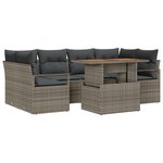 Canapé de Jardin 7 Pièces avec Coussins Rattan Synthétique Gris