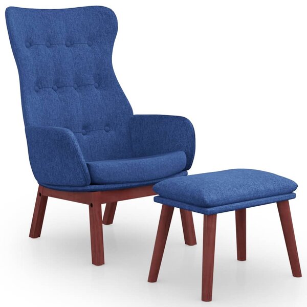 vidaXL Chaise de relaxation avec repose-pied Bleu Tissu