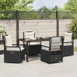 vidaXL Ensemble de salle à manger pour jardin 5 Pièces Noir polyrotin