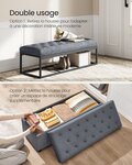 Tabouret de rangement pouf repose-pieds 40 x 110 x 40 cm bout de lit cubique avec rangement charge jusqu'à 300 kg pour salon chambre entrée gris 12_0007722