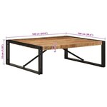 vidaXL Table basse 100x100x35 cm bois de manguier massif brut