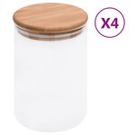 vidaXL Pots de conservation en verre couvercle en bambou 4 Pièces 800 ml