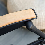 Chaise longue pliable zéro gravité dossier réglable tablette tétière métal époxy polyester coton gris noir