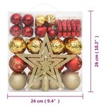 vidaXL Ensemble de boules de Noël 70 Pièces Doré et rouge