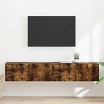 vidaXL Meuble TV mural 2 Pièces Chêne fumé 60 x 31 x 29.5 cm