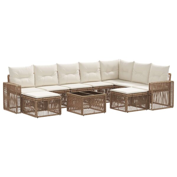 vidaXL Ensemble de canapé de jardin 10 Pièces Beige et blanc crème