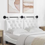 vidaXL Tête de lit suspendue Avec lumière LED Blanc Tissu