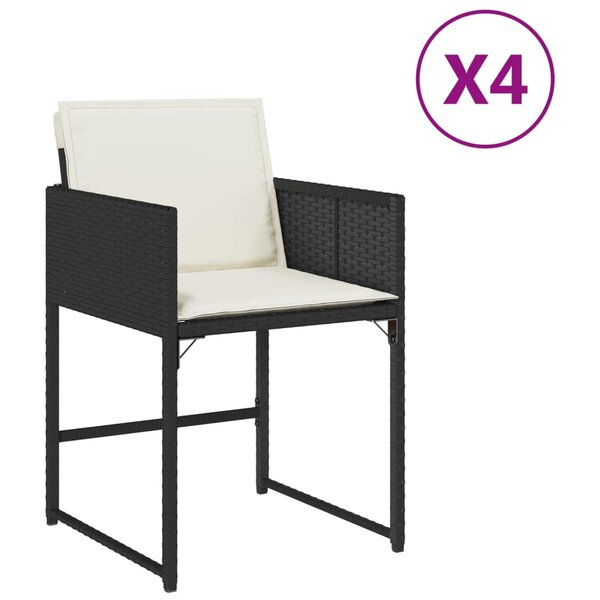vidaXL Chaises de jardin lot de 4 avec coussins noir résine tressée