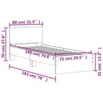 vidaXL Cadre de lit tête de lit chêne fumé 75x190 cm bois ingénierie