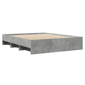vidaXL Cadre de lit sans matelas gris béton 160x200 cm bois ingénierie