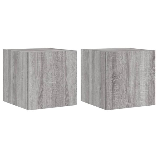 vidaXL Meubles TV muraux et lumières LED 2Pièces sonoma gris 30 5x35x30cm