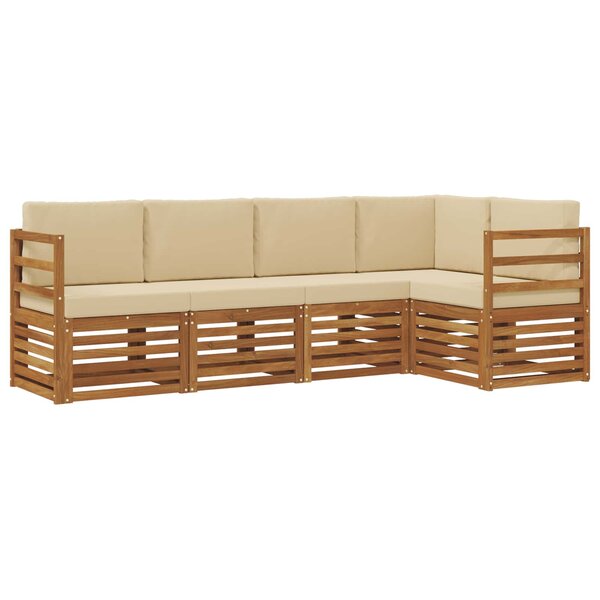 vidaXL Ensemble de canapé d'angle avec coussin 5 Pièces Naturel et Beige