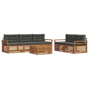 vidaXL Ensemble de canapés d'extérieur 6 Pièces Naturel et Anthracite
