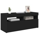vidaXL Meuble TV avec lumières LED noir 90x35x40 cm