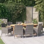 vidaXL Ensemble à manger de jardin 9 Pièces avec coussins Gris