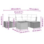 vidaXL Ensemble de 5 canapés de jardin avec coussins noirs en rattan PE et acacia