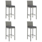 vidaXL Ensemble de bar de jardin 5 Pièces avec coussins gris poly rotin