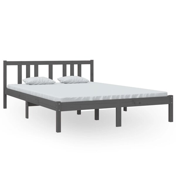 vidaXL Cadre de lit Gris Bois massif 140x200 cm