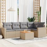 vidaXL Salon de jardin avec coussins 6Pièces mélange beige résine tressée