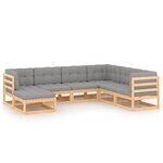 vidaXL Salon de jardin 7 Pièces avec coussins Bois de pin massif