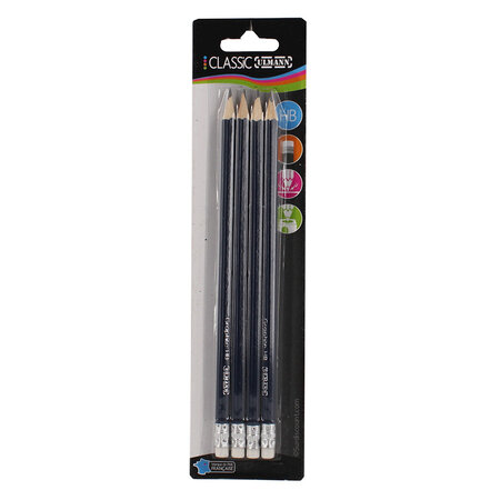 Lot de 4 crayons hb graphite + gomme - ulmann
