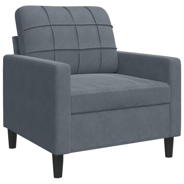 Canapé 3 Places En Velours Gris Foncé - Ensemble Salon 3 Pièces Avec Coussins - VidaXL Neuf